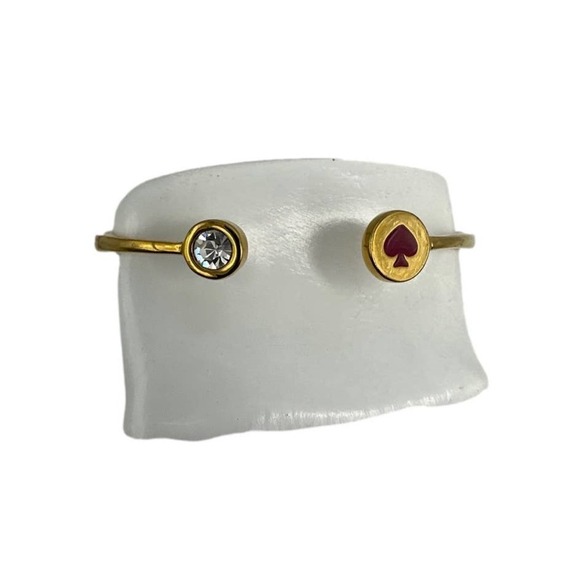 KATE SPADE SPOT THE SPADE CUFF HINGED BANGLE IN SWEETHEART PINK/GOLD - Picture 2 of 5